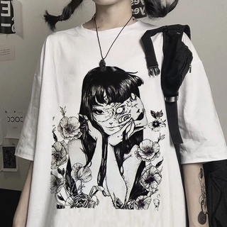 การ์ตูนสยองขวัญ เสื้อยืดสยองขวัญการ์ตูน Gothic การ์ตูนอะนิเมะพิมพ์ Punk ญี่ปุ่น T เสื้อ TOP Vogue Unisex สไตล์วินเทจ