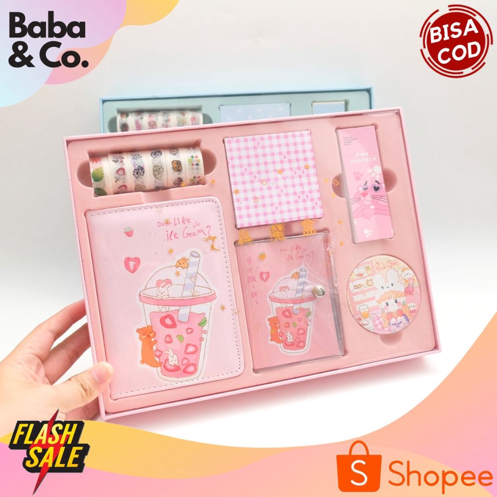 7 IN 1 BOBA น่ารัก JOURNAL แพคเกจหนังสือ BUBBLE TEA โน๊ตบุ๊คน่ารัก UNIQUE OFFICE STATIONERY SCHOOL S