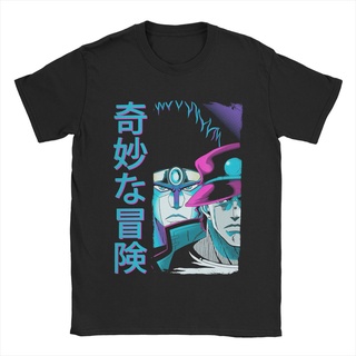 ผ้าฝ้าย 100%เสื้อยืดแขนสั้น คอกลม ผ้าฝ้ายแท้ พิมพ์ลายอนิเมะ Slider Jojo Bizarre Adventure สําหรับผู้ชายS-3XL