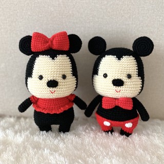 ตุ๊กตา ตุ๊กตาถักไหมพรม มิกกี้เมาส์ มินนี่เมาส์ (Mickey &amp; Minnie Mouse)