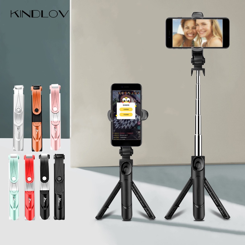 KINDLOV Selfie Stick Bluetooth Tripod Universal Horizontal And Vertical Tripod LED Selfie Stick Mobi