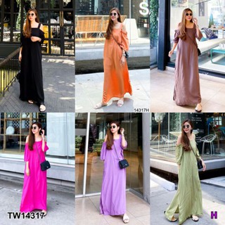 Maxi Dress เดรสยาว เปิดไหล่แขนสั้น ช่วงแขนดึงยาง มีกระเป๋าข้างสองข้าง