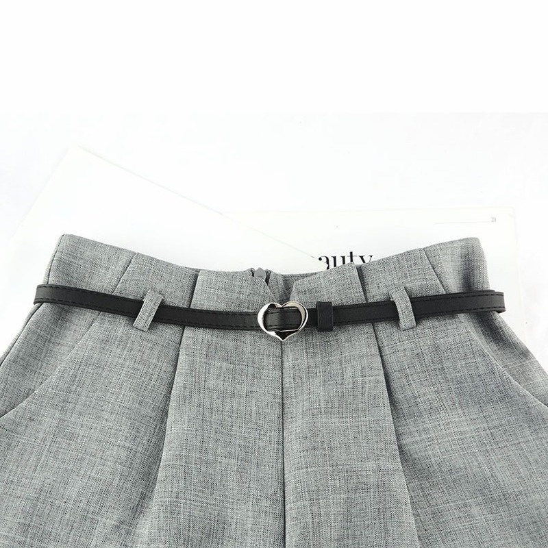 เข็มขัดหนัง PU ลายหัวใจน่ารัก สีดํา สไตล์ฮาราจูกุ แฟชั่นสําหรับผู้หญิง ใส่ไปงานปาร์ตี้