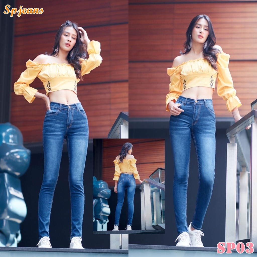 SP jeans กางเกงยีนส์ขาเดฟยาว SP03 งานป้ายที่สวยเฉี่ยว แบบเป๊ะ ผ้านุ่ม สวมใส่สบาย