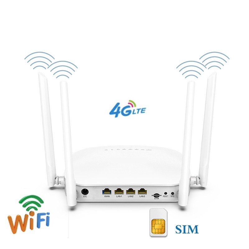 กำลังส่งความเร็ว 3G & 4G Router 4 เสา เร้าเตอร์ ใส่ซิม ปล่อย Wi-Fi 300Mbps รองรับ 4G & 3G ,Turbo Fas