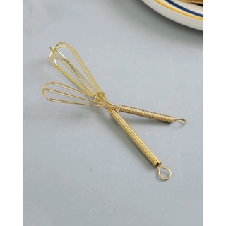 ตะกร้อมือ ตะกร้อตีไข่ ที่ตีไข่หรือครีม อุปกรณ์ทำขนม สแตนเลส สีทอง Gold Stainless Steel Whisk Baking Tools