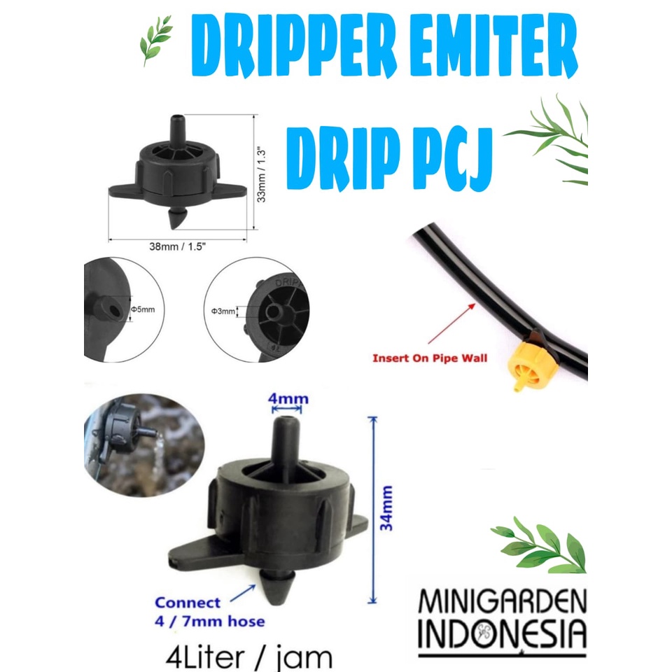 Dripper EMMITER หยดชลประทาน fertigation 2l/h 4l/h 8l/h pcj ตัวส่งสัญญาณ