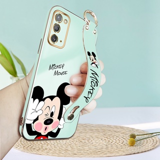 เคสโทรศัพท์มือถือ TPU นิ่ม ลายการ์ตูนมิกกี้เมาส์ พร้อมสายรัดข้อมือ หรูหรา สําหรับ Samsung Galaxy Note20 Ultra Note10 Plus Note10 Lite A81 M60s