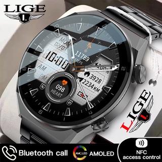 LIGE  nfc smartwatch IP68 กันน้ํากีฬาฟิตเนสติดตามอัตราการเต้นของหัวใจการตรวจสอบการนอนหลับบลูทู ธ โทรสมาร์ทวอทช์สําหรับ Android IOS