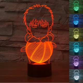 โคมไฟตั้งโต๊ะ LED รูปสแลมดังก์ 3D ไล่โทนสี 7 สี Rukawa Kaede USB