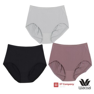 กางเกงใน Wacoal U-Fit Short Panty 3 ชิ้น ดำ+น้ำตาล+เทา (BL-BT-GY) แบบเต็มตัว (Short) โอบกระชับก้น วาโก้ รุ่น WU4937