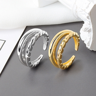 แหวนมันวาว INS Minimalist Geometry Double Twist Ring ปรับขนาดได้