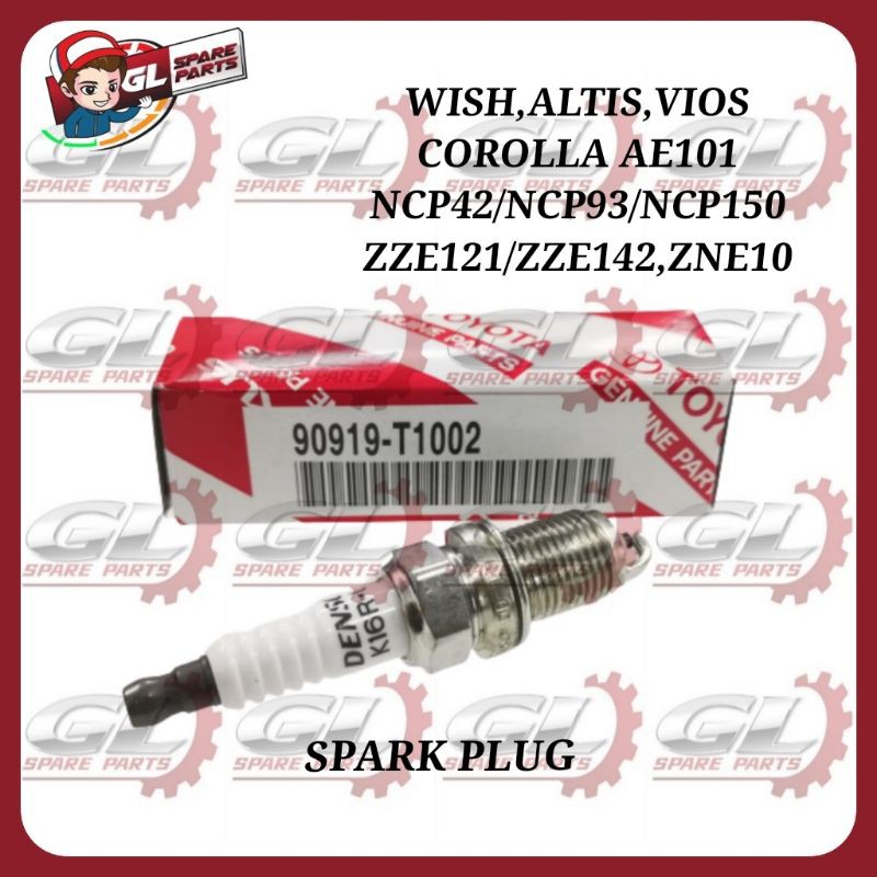 (1PC) SPARK PLUG VIOS NCP93 NCP150 NCP42 ALTIS ZZE122 ZZE142 WISH ZNE10 TOYOTA DENSO 90919-T1002 (K1