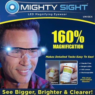 Mighty sight glasses แว่นขยายไร้มือจับ 160% LED