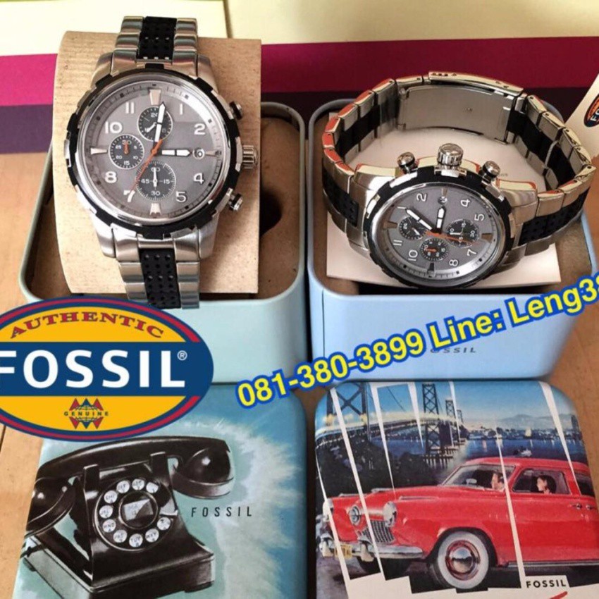 Fossil นาฬิกาผู้ชาย FS4888 Men's Dean Watch, Stainless Steel TwoTone Chronograph