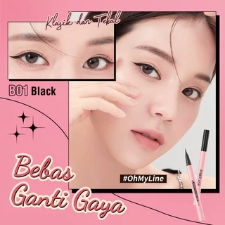 Pinkflash Ohmypinkflash Ohmyline ดินสอเขียนขอบตา สีน้ําตาลดํา กันน้ํา ติดทนนาน 2 สี