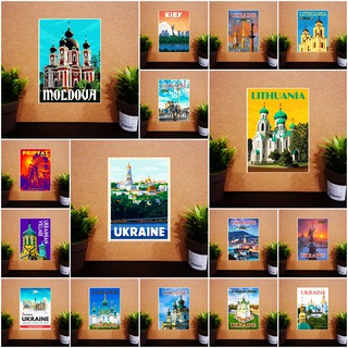 แม่เหล็กติดตู้เย็น ยูเครน ลิทัวเนีย มอลโดวา  2×3นิ้ว ของฝาก ของที่่ระลึก Souvenir Fridge magnet Ukraine Lithuania 2x3"