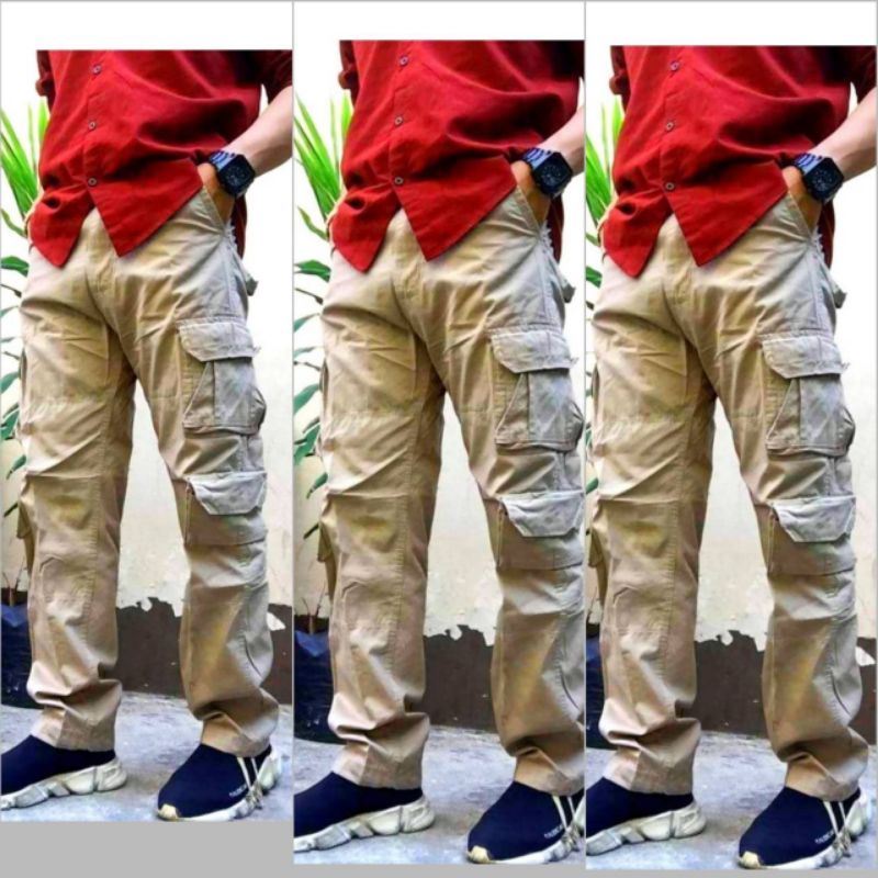 🔥ส่งใน 1-3 วัน🔥คาร์โก้แปดกระเป๋า เอว 30-42" ครบไซต์ ปักโลโก้หลังกระเป๋า มีหูเข็มขัด #6