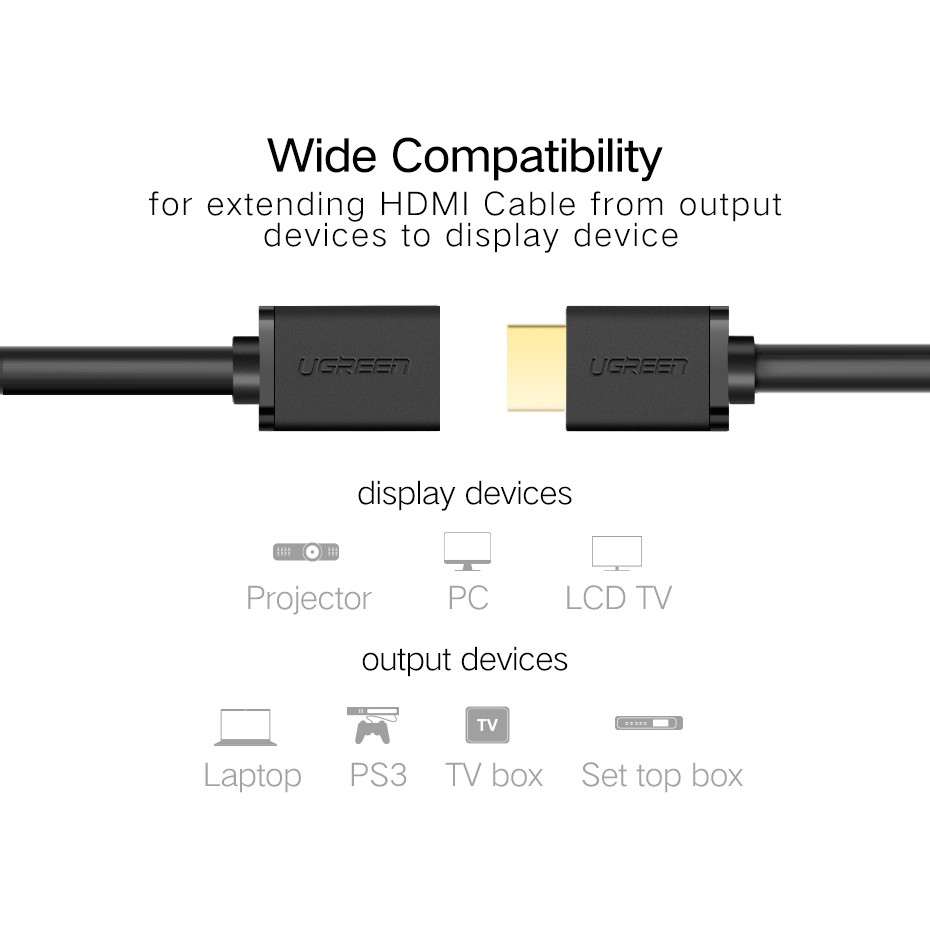Ugreen (HD107) HDMI extension cable  for Computer/HDTV/Laptop/Projector in audio video Cable(10140,10141,10142)