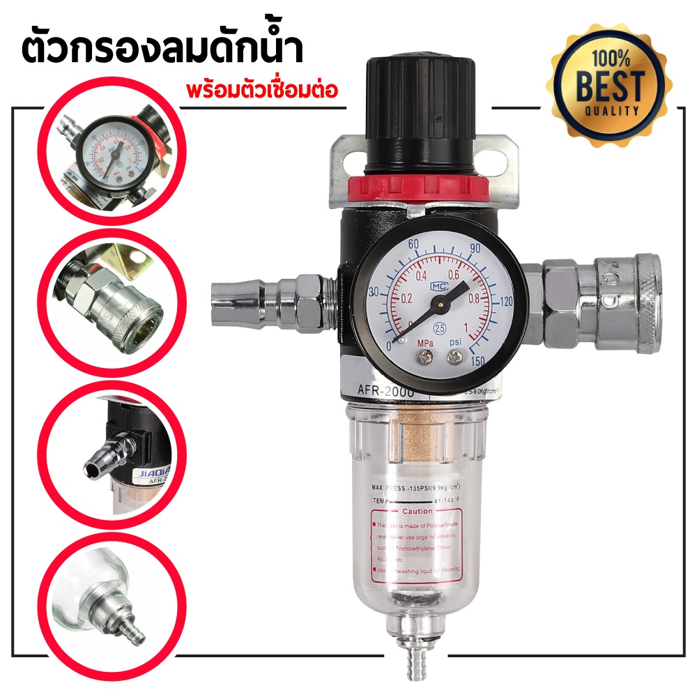 ชุดกรองดักน้ำ ชุดปรับแรงดันลม ตัวกรองลมดักน้ำ 1 / 4(แถมฟรี PM20+SM20)