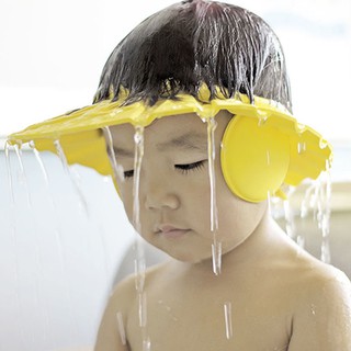 Topi mandi หมวกอาบน้ําเด็ก ปรับได้ พร้อมที่ป้องกันหู