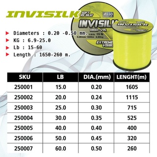 เอ็นตกปลา เอ็นWeebass รุ่นASSO INVISILK สีเหลือง