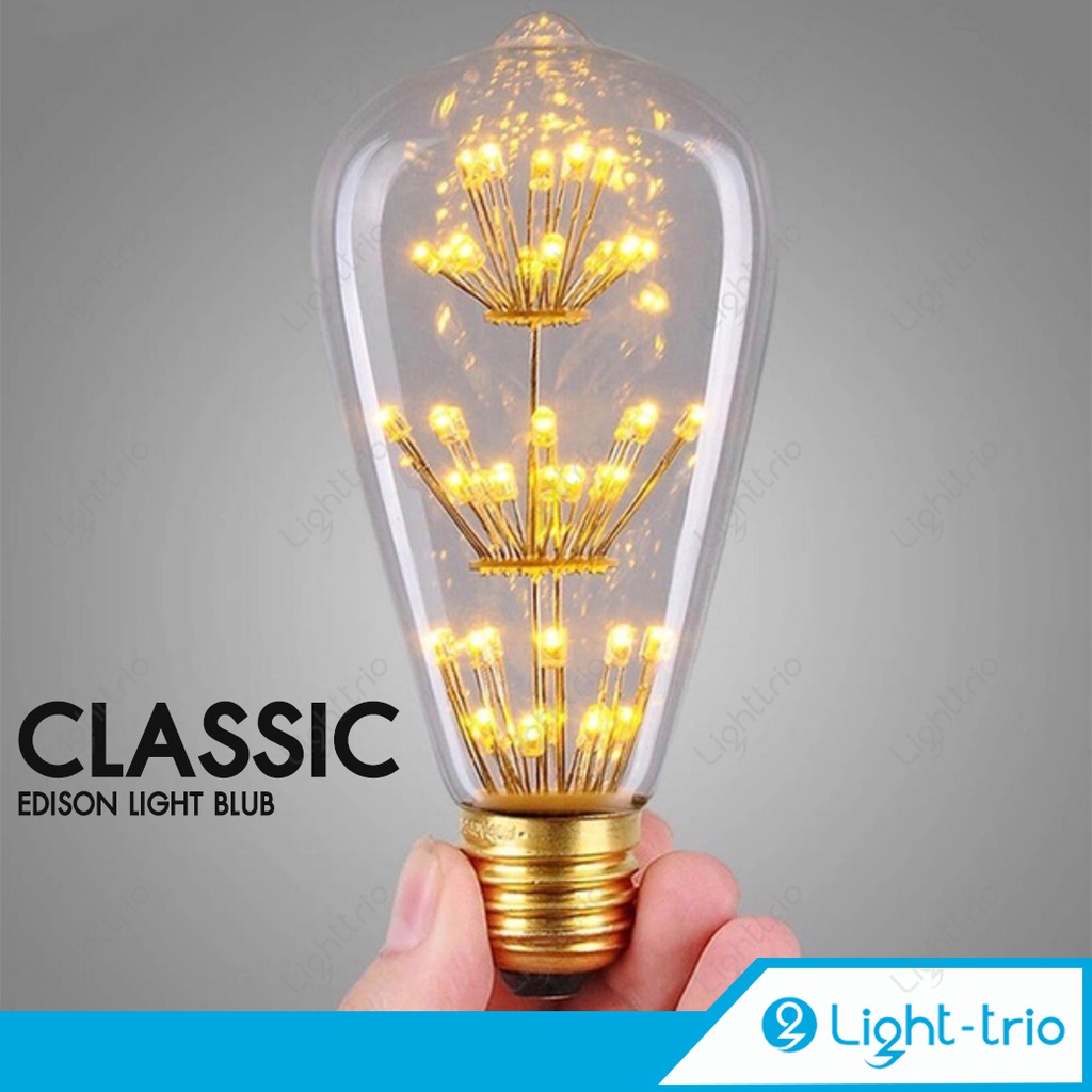 Lighttrio หลอดไฟเอดิสัน หลอดไฟวินเทจ Vintage Lamps ไฟตกแต่ง ขั้ว E27 4W แสงวอร์มไลท์ รุ่น LED-LVST64-LAYER (แพ็ค1/2ชิ้น)