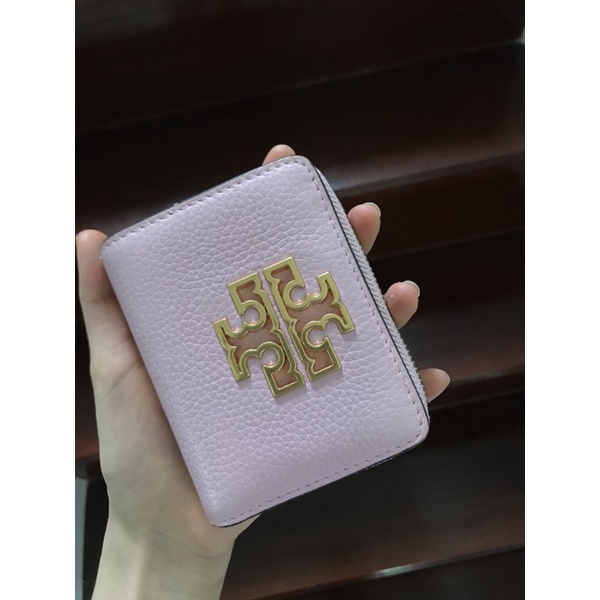 กระเป๋าสตางค์ ใบสั้น สีชมพู Tory Burch Britten Mini Wallet