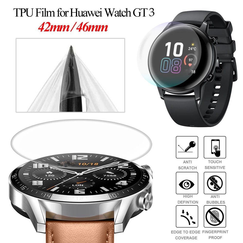 1 ชิ้น สําหรับ Huawei Watch GT 3 Pro 42 มม. 46 มม. นิ่ม TPU ไฮโดรเจล ฟิล์มป้องกัน / สมาร์ทวอทช์ ป้องกันรอยขีดข่วน ป้องกันหน้าจอ