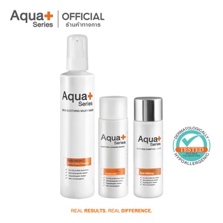 [AQUA9 ลด 130.-] AquaPlus Skin Soothing Milky Wash 175 ml. &amp; Cleansing Water 50 ml. &amp; Purifying Toner 50 ml.