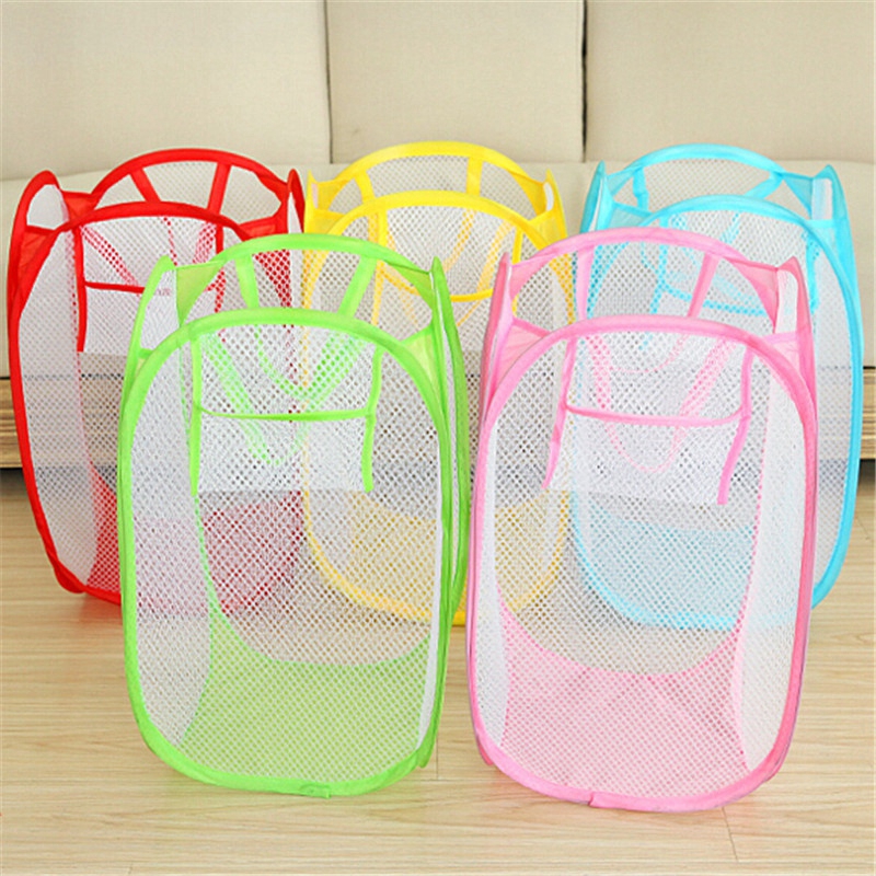 Foldable Color Net Storage Basket Laundry Basket Laundry Basket,Clothes Basket Is Perfect for