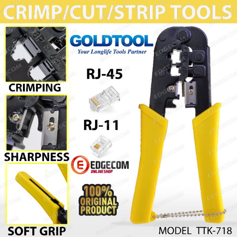 เครื่องมือจีบ GOLDTOOL คู่ RJ45 และ RJ11 TTK-718 / RJ45 CRIMPING คีม