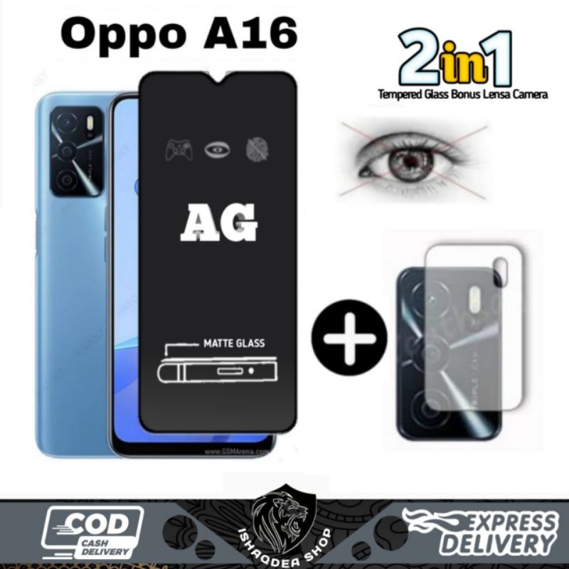 TEMPERED GLASS AG MATTE 2IN1 OPPO A17 A16 BONUS CAMERA LENS