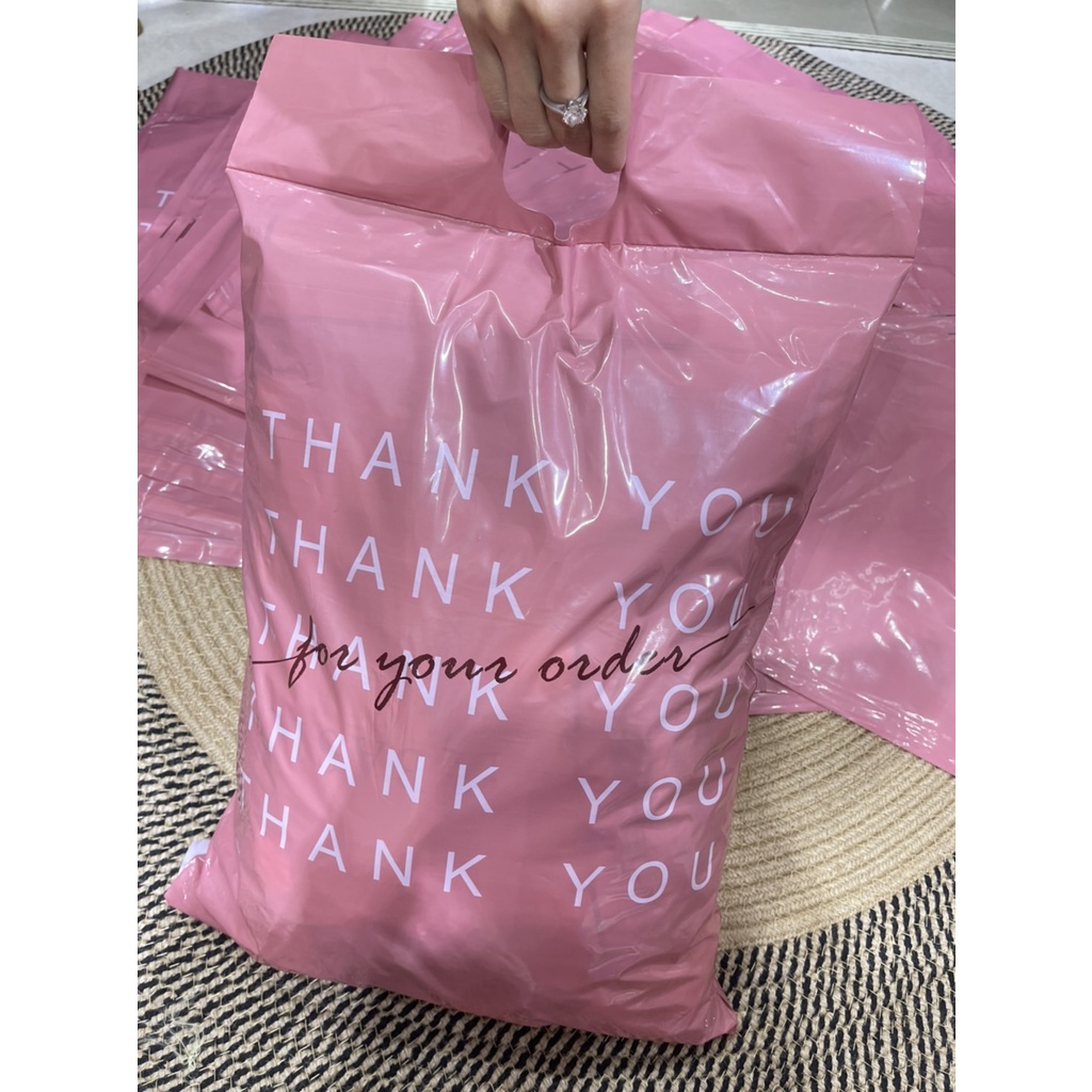 [พิมพ์โค้ด SISDEC ลด 60.- ] ซองพัสดุมีหูหิ้วลาย thank you ซองพัสดุแม่ค้าออนไลน์ สีชมพูน่ารัก ขนาด 3