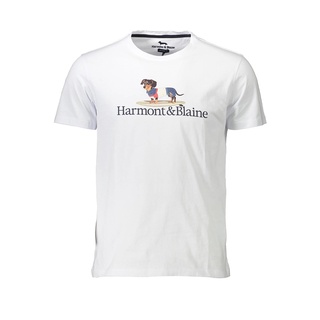 [S-5XL]เสื้อยืดแขนสั้น คอกลม พิมพ์ลายโลโก้ Harmont &amp; Blaine ขนาดใหญ่ สําหรับผู้ชาย