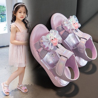 Girls Sandals Summer 2022 New Fashion Princess Shoes Fashionable Korean Style Casual Shoes Soft Bottom Non-Slip Beach Shoes Fashion Hlzx