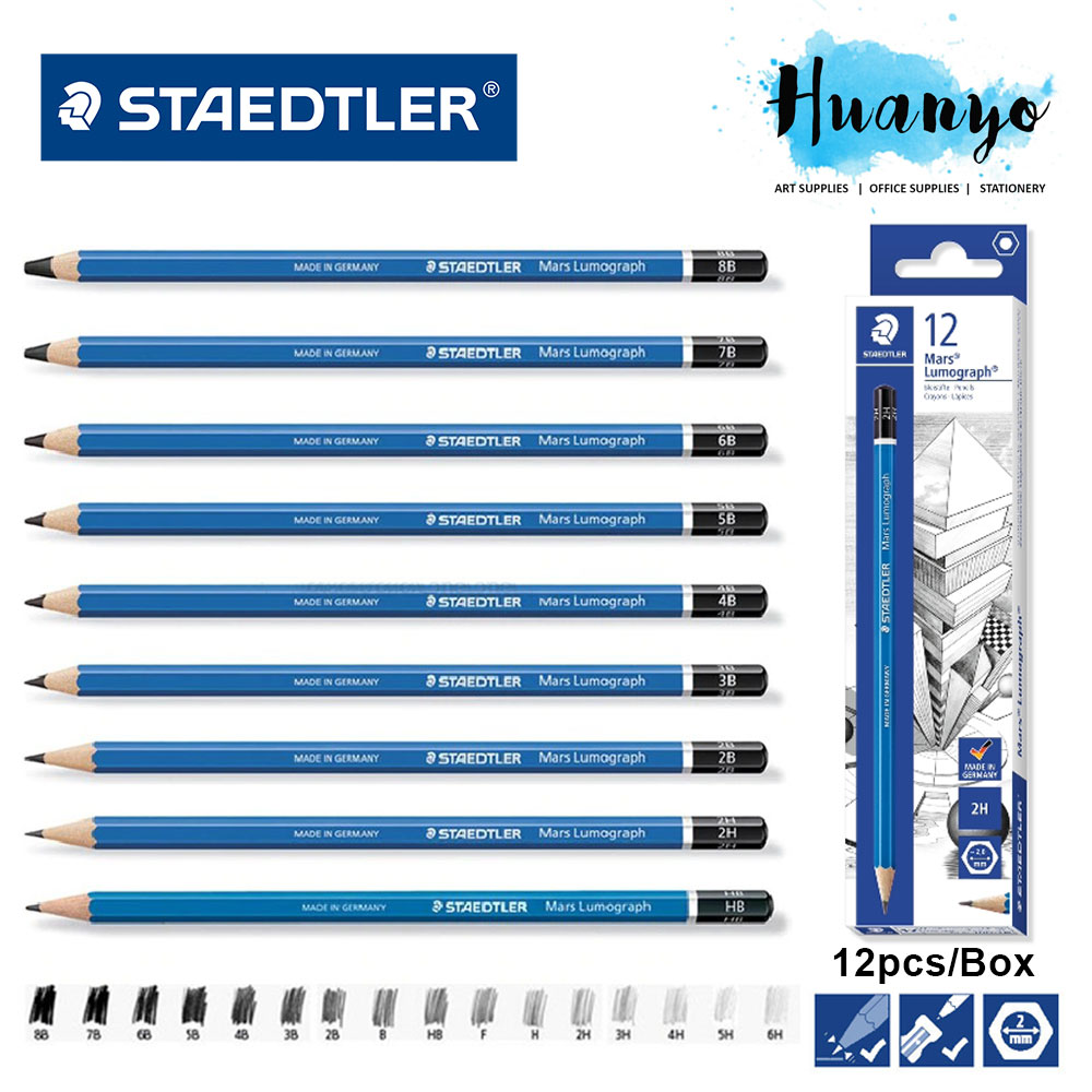 [PER BOX/12pcs] Staedtler Mars Lumograph Drawing Pencil 100 (2B,3B, 4B,5B,6B,7B,8B,9B,B,B,B,HB,H,H,H