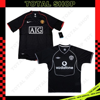 Manchester United 2001/02 , 2007/08  Third Black เสื้อบอลย้อนยุค เสื้อแมนยูย้อนยุค AIG Vodafone เสื้อแมนยูสีดำ