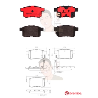 P28 072C ผ้าเบรก R (แท้ BREMBO รุ่น Ceramic) HONDA แอคคอร์ด Accord 2.0 2.4 3.5 V6 Vtec (Gen 8) ปี2008-2013