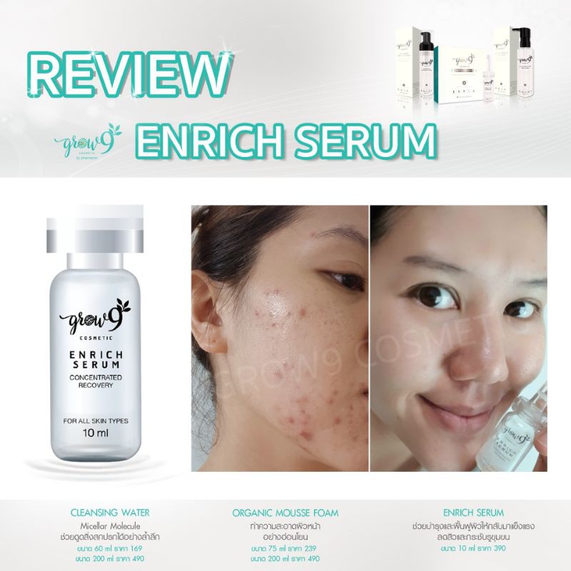 ENRICH SERUM GROW9 เซรั่มลดสิว คุมมัน กระชับรูขุมขน สูตรตำรับเภสัชกร ราคา ถูกที่สุด ดีลบีเคเค แกลเลอรีภาพที่ 2