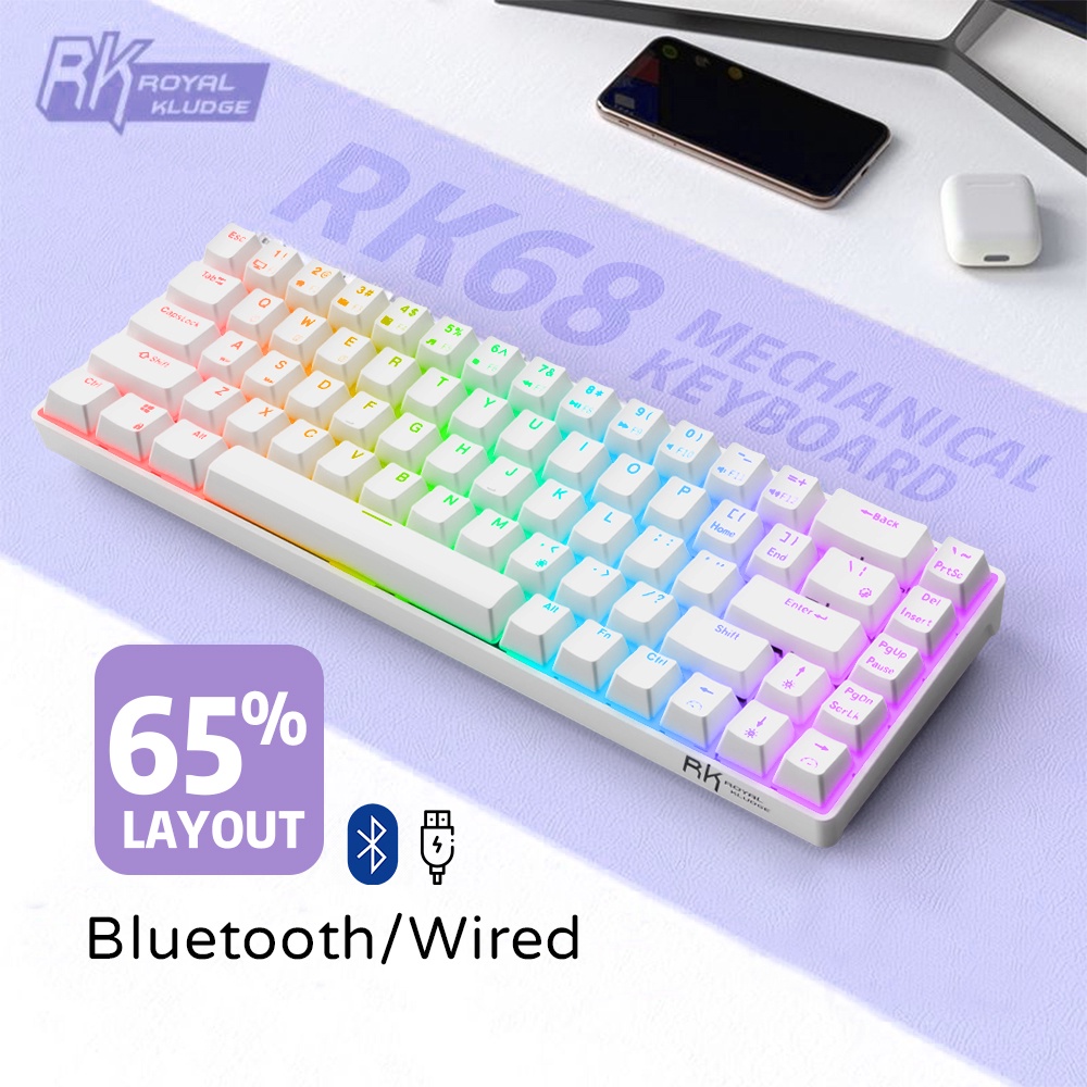 Royal Kludge RK68 RGB Hotswap Bluetooth Wireless Mechanical Gaming Keyboard 65% Compact Design  คีย์