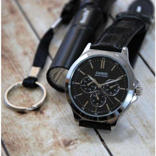 Win Watch Shop นาฬิกา Casio รุ่น MTPV300L1A นาฬิกาผู้ชายสายหนังสีดำ สินค้า