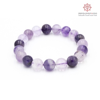 OJ GOLD สร้อยข้อมืออเมทิส หินสี หินสีมงคล อเมทิส สร้อยข้อมือหิน หินมงคล ใส่เสริมดวงชะตา ของขวัญ พร้อมกล่องจิวเ