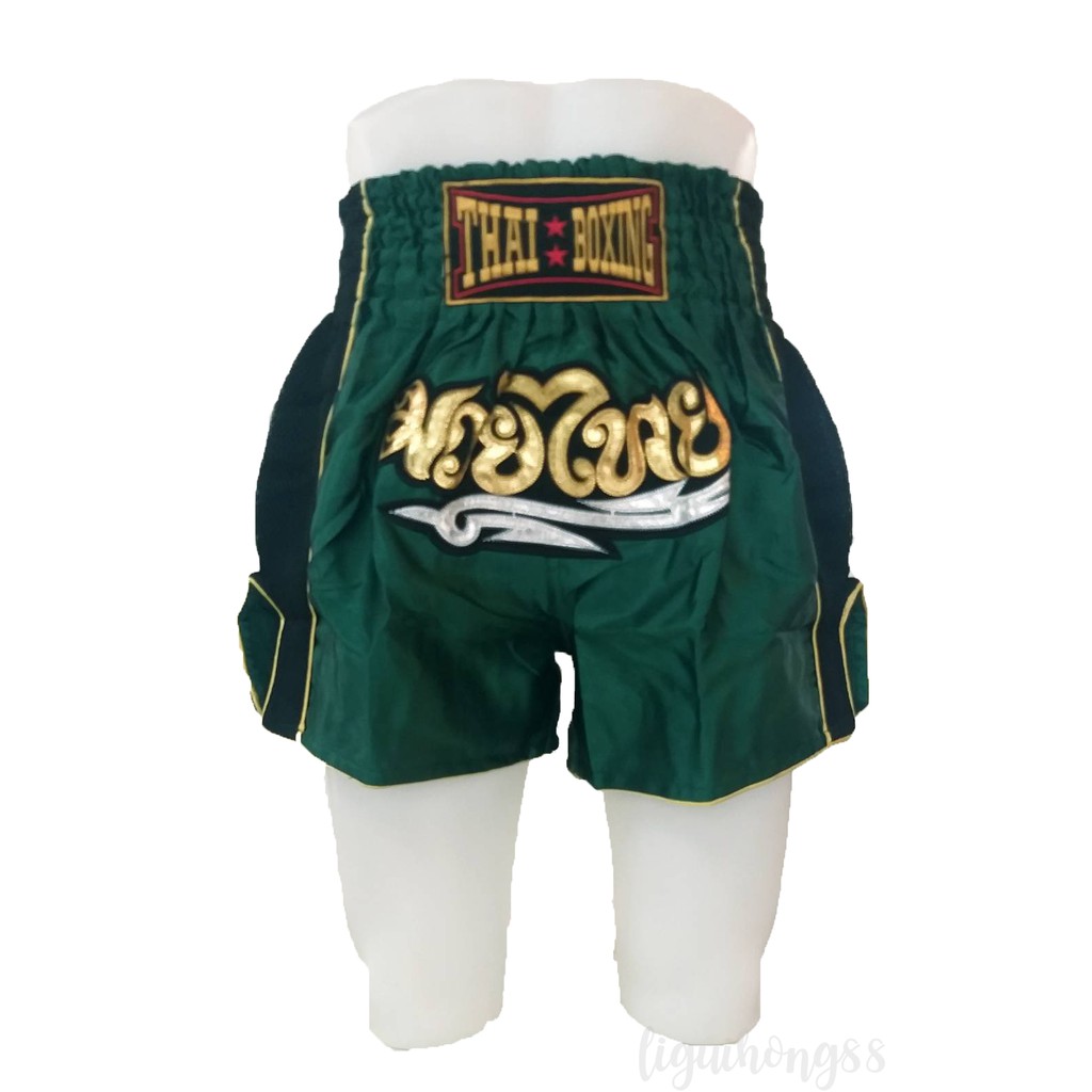 กางเกงมวยไทย รุ่นตาข่าย ของผู้ใหญ่ ผ้าซาติน ปักอักษรสีทอง (Thai boxing) ราคา ถูกที่สุด ดีลบีเคเค แกลเลอรีภาพที่ 6