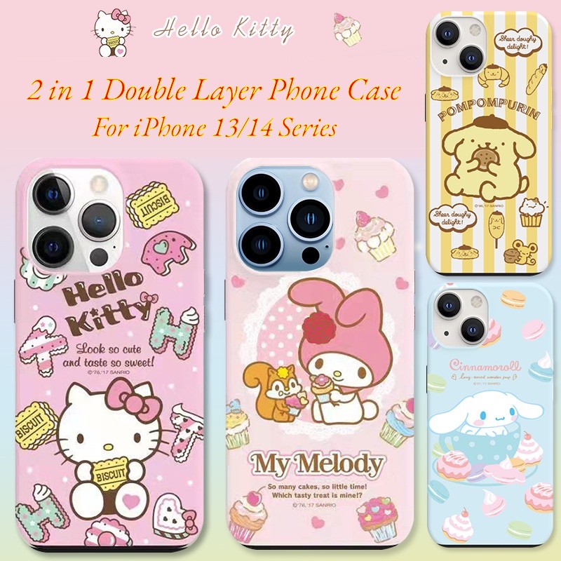 SANRIO ของแท้ เคสโทรศัพท์มือถือ กันกระแทก ลาย Hello Kitty My Melody สองชั้น สําหรับ iPhone 14 Pro Max 14 Plus 13 13 Pro Max