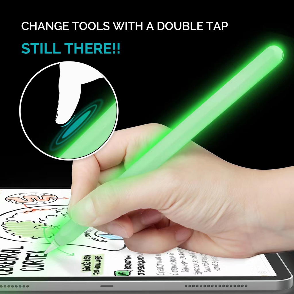 เคสปากกา Stylus เรืองแสง สีเขียว / สีฟ้า Gen Pro/2/1 Case บางเพียง 0.35มม. Fluorescent Silicone Sleeve Case
