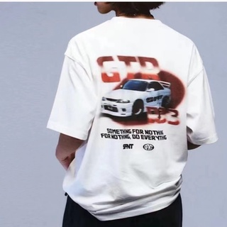 Sfnt 20SS เสื้อยืดแขนสั้น ผ้าฝ้ายแท้ พิมพ์ลาย GTR ทรงหลวม สไตล์สตรีท แฟชั่นฤดูร้อน สําหรับผู้ชาย คู่รัก