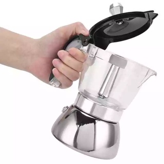 ส่งไวที่สุ🚛🚛ด ของแท้ 100%กาต้มกาแฟ moka pot แบบใส 4 ถ้วย 180 ml Espresso Machine