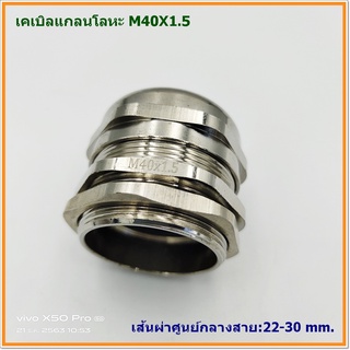 METAL CABLE GLAND SIZE: M40X1.5 เคเบิลแกลนโลหะ ทองเหลืองชุบนิเกิ้ล CABLE RANGE: 22-30MM. ระยะ: 1.5 IP68