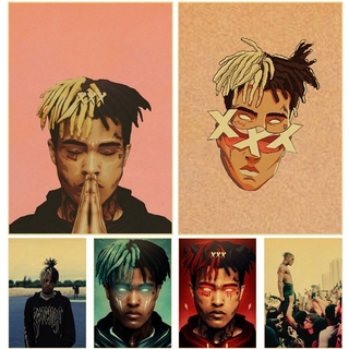 โปสเตอร์ พิมพ์ลาย Rapper Xxxtentacion สไตล์คลาสสิกย้อนยุค สําหรับตกแต่งบ้าน ห้องนั่งเล่น บาร์